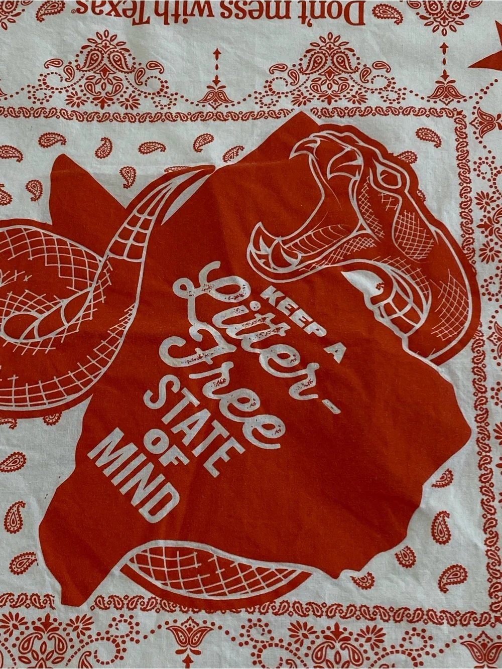 Don't Mess With Texas Red & White Bandana Scarf